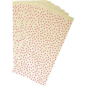 394106C-Un Sachet De 50 Pochettes Kraft-12x24+4,5cm-Motif:C?urs-Id&eacute;al Pour:Confiseries,Bonbons,Livre De Poche,Emballage Cadeaux,Pochette cadeau Kraft - Neuf