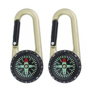 Lot De 2 Porte-Clés Mousquetons En Acier Inoxydable Avec Mini Boussole ¿ Parfait Pour Les Aventures En Plein Air Et Pour Attacher Votre Équipement Avec Style - Neuf