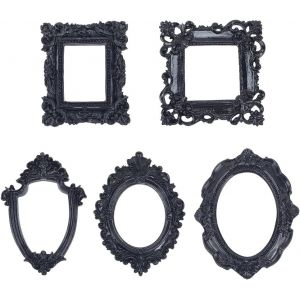 5pcs Cadre en Résine Cadre Photo Gothique Noir Cadre Photo Antique Galerie Murale Cadre Photo Sans Verre Ni Support Bricolage Petit Cadre Photo Manucure Décor de Photographie à la Maison - Neuf
