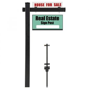 Poteau De Signalisation En Upvc 183cm Costway Pour Panneaux De Vente,&Agrave; Louer, Maison Ouverte, Bras 91cm (Panneau Non-Inclus) Noir - Neuf