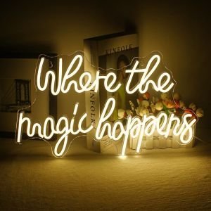 Where The Magic Happens Neon Led Lettres Blanches Neon Mural Lettre Lumineuse Pour Murs,N&eacute;on Acrylique Enseigne Lumineuse Pour Chambre &Agrave; Coucher,D&eacute;coration De Mariage D'anniversaire F&ecirc;te - Neuf