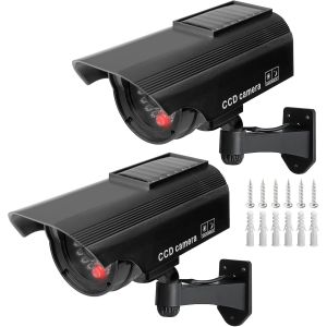 KALANKA-Lot De 2 Cam&eacute;ra Factice Ext&eacute;rieur, Cam&eacute;ra De Surveillance Avec Led, Cam&eacute;ra Factice Ext&eacute;rieur, Cam&eacute;ra Factice Int&eacute;rieur Ext&eacute;rieur Solaire, Cam&eacute;ras Factices Avec Led, Pour La Maison Et Le Burea - Neuf