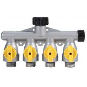 HJLIAN Adaptateur de connecteur de robinet d'eau pour tuyau d'arrosage en alliage de zinc G3/4 po, repartiteur a 4 voies - Neuf