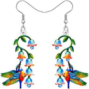 Kal-Floral Cadeaux Colibri Boucles D'oreilles Oiseaux Mignons Boucles D'oreilles Acrylique Léger Fleur Pendante Bijoux D'été Cadeaux D'amour Pour Les Oiseaux Pour Les Femmes Maman - Neuf