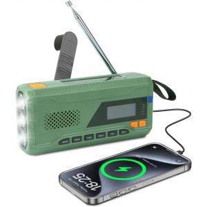 DTUB-Radio D'Urgence,À Manivelle,Fm/Dab+/Dab,Portable,Avec Batterie Externe De 4000 Mah,Chargeur De Téléphone,Charge Usb,Manivelle,Alarme Sos,Lampe De Poche 3 Modes,Pour Extérieur,Camping - Neuf