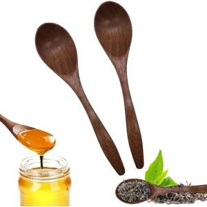 Eryi-Cuill&egrave;re &Agrave; Caf&eacute; En Bois 2 Pi&egrave;ces, Petite Cuillere En Bois Naturelles Faites &Agrave; La Main Pour Chocolat Chaud Miel Caf&eacute; Th&eacute; Accessoires De Cuisine - Neuf