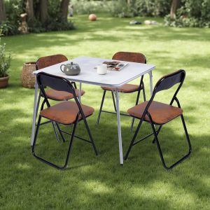 Ulteronixshop-Table de Camping Pliante en m&eacute;tal/PVC - Table de Balcon Pliable - Table de Jardin pour Pique-Nique, Camping et ext&eacute;rieur - 86 x 86 x 71 cm - Camel - Neuf