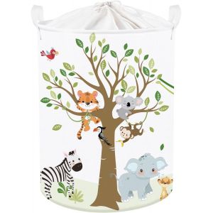 Panier Rangement Bébé Animaux Forêt Corbeille À Linge Sale Garçon Fille Pour Vêtement Boite De Rangement Jouet Pour Salle De Bain Chambre À Coucher,Tigre Koala,36 * 45 Cm - Neuf