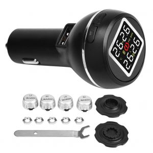 Systeme de surveillance de la pression des pneus TPMS pour voiture, ecran LCD, allume-cigare, chargeur USB, 4 capteurs externes - Neuf