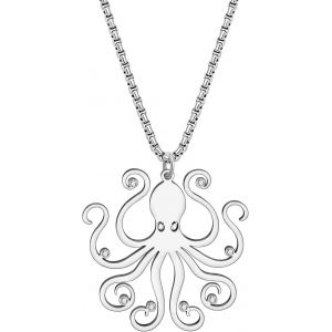 Kal-Collier En Acier Inoxydable Pendentif Pieuvre Marine Vie Mignonne Océan Animaux Bijoux 18k Plaqué Charms Cadeaux Pour Femmes Mer Amoureux - Neuf