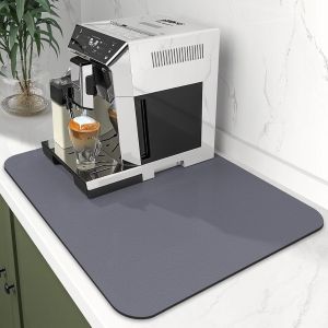 Tapis Egouttoir Vaisselle, Tapis De Machine &Agrave; Caf&eacute; Absorbant, Tapis De S&eacute;chage Vaisselle Egouttoir Antid&eacute;rapant Pour Cuisine, Bar(60 X 40cm,Gris Fonc&eacute;) - Neuf
