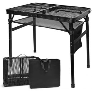 Ulteronixshop-Table de camping pliante pour ext&eacute;rieur, 3 hauteurs r&eacute;glables, table de camping portable en aluminium avec bureau en maille r&eacute;sistante &agrave; la chaleur, table d'ext&eacute;rieur pour barbecue, cui - Neuf