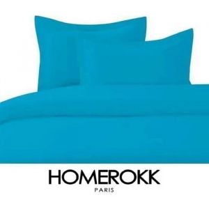 Housse De Couette - Turquoise - 140x200cm - 100% Coton - 1 Taie D&iquest;Oreiller 65x65 - R&eacute;sistant &Agrave; L'usure - Neuf