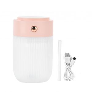 Hjlian Mini Humidificateur D'air 250 Ml Alimente Par Usb, Lampe Coloree Pour Voiture, Bureau, Salon, Rose - Neuf