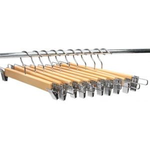 LETNERNY-Cintre En Bois À Pinces Avec Barre Idéal Pour Pantalon/Jupe/Manteau, 10 Paquets - Neuf