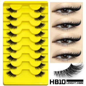 Faux Cils ?Il De Chat,Cils Naturels Longs Et Mi-Longs,Cils Courts Et Fins,Bande Transparente,Cils 3d En Faux Vison,Multipack--9 Pairs-Hb10 - Neuf