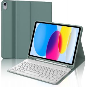 Clavier iPad (A16) 11&egrave;me G&eacute;n&eacute;ration 11 Pouces 2025/iPad 10&egrave;me G&eacute;n&eacute;ration 10.9&iquest; 2022, Coque Clavier AZERTY sans Fil Bluetooth pour iPad 10eme/11eme, Housse Multiposition avec Porte Crayon, Vert fonc&eacute; - Neuf