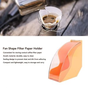 Bo&icirc;te de rangement orange en forme d'&eacute;ventail avec couvercle anti-poussi&egrave;re, filtre acrylique compact Pa - Neuf