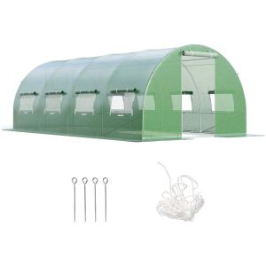 Serre Tunnel De Jardin En Plain-Pied 600 X 300 X 200 Cm Avec Excellente Protection Et Ventilation En Acier Galvanis&eacute; Vert Helloshop26 20_0020046 - Neuf