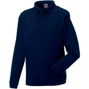 Sweat-Shirt Lourd Col Polo Pour Homme - R-012m-0 - Bleu Marine - Neuf