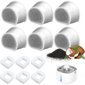 Kalanka-Lot De 6 Filtre &Agrave; Charbon Rechange Actif Fontaine Eau Chat, Filtres Remplacement Pour Fontaines Petsafe Drinkwell Pr&eacute;filtres En Mousse Pour Fountain Pour Animaux Drinkwell En C&eacute;ramique - Neuf