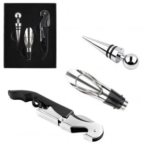 Hjlian Coffret Cadeau 3 Pieces/Ensemble D'outils D'ouverture De Vin Rouge, Decapsuleur, Bouchon De Vin, Bec Verseur De Vin - Neuf