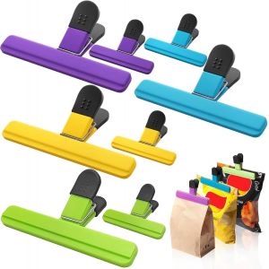 Pince Sachet Alimentaire,8 Pi&egrave;ces Plastique Pince Sachet Cuisine Clips De Fermeture Pinces Pour Sachets Clips De Sac &Agrave; Copeaux Per Cuisine,Snack Collations,Chips Pain 4 Couleurs - Neuf