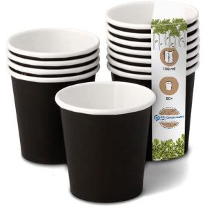 Kal-50x Gobelets Jetables 100 Ml / 4 Oz Ø 62 Mm Noir - Gobelet Carton Sans Plastique Et En Matériaux Durables - Gobelet Cafe - Neuf