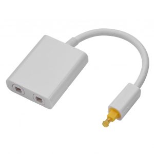 adaptateur repartiteur audio optique numerique Toslink double port, cable audio 1 entree 2 sorties, blanc - Neuf