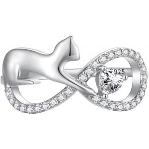 Tianyi-Bague Femme Chat Infini En Argent Sterling 925 Bague Chaton Coeur Mignon Pet Animaux Anneau Avec Zircone Cubique, Chats Bijoux Cadeau Anniversaire Pour Fille Et Amoureux Des Animaux - Neuf