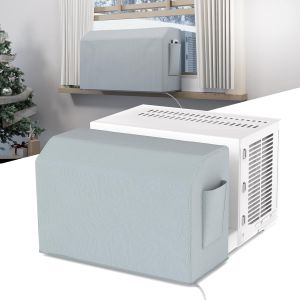 Housse pour Climatiseur Interieur en Forme de U, Couverture pour Climatiseur de Fenetre avec Sac de Stockage, Anti-Vent et Anti-Poussiere, Gris - Neuf