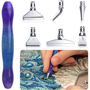 Ayuhr-Stylo De Peinture Au Diamant En Résine, Kit De Stylo De Peinture De Diamant De Bricolage, Diy 5d Outils De Peinture Au Diamant Avec 6 Forets Remplaçables, Stylo Résine De Forage - Neuf