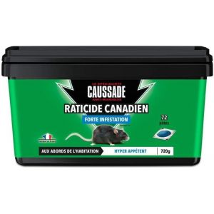 Raticide Canadien-Anti Rats & Souris-Fortes Infestations-Lieux Sec & Humides72 Appâts Pâtes-Prêt À L'emploi-Une Ingestion Suffit-Fabriqué En France-720g Carpt720 - Neuf
