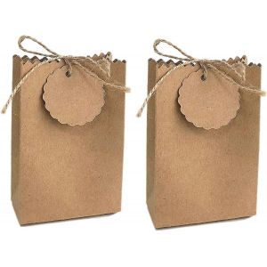 50pcs Bo&icirc;tes De Bonbons En Papier Kraft,Bo&icirc;tes De Cadeaux De Mariage Doux,Sacs Cadeaux De F&ecirc;te De Bricolage Avec &Eacute;tiquettes,Bo&icirc;tes En Papier Cr&eacute;atives,Pour Les Vacances D'anniversaire De No&euml;l De M - Neuf