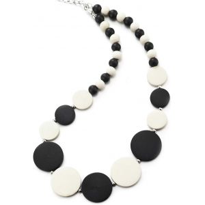 Kales-Bois Cercle Disque Perle Chaîne Pendentif Choker Collar Collier-Robe De Soirée Banquets Unique - Neuf