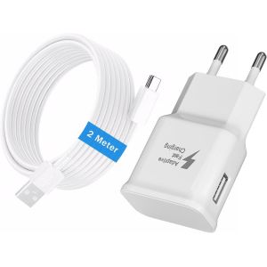 KALANKA-15W Chargeur Type C Charge Rapide pour Samsung Galaxy S22 S21 S20 S10 S10e S9 S8 A16 A15 A14 A20 A25 A34 A35 A36 A55 A05s A04s Téléphone Portable Prise USB Adaptateur Secteur avec USB-C Cable - Neuf