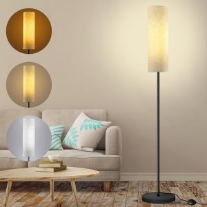 Lampadaire Salon Livr&eacute; Avec Une Ampoule E27 12w, Lampadaire Led Dimmable Avec 3 Temp&eacute;ratures De Couleur, Abat-Jour En Lin, Interrupteur Au Pied, Adapt&eacute; Pour Chambre &Agrave; Coucher, Lecture, Bureau, Etc. - Neuf