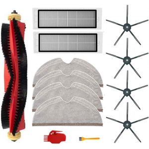 Kit De 13 Pièces Pour Aspirateur Xiaomi Roborock S6 S60 S65 S5 Max S6 Maxv S6 Pure Accessoires, 1 Rouleau De Balais, 2 Filtres, 4 Chiffons De Serpillière, 4 Brosses Latérales[SSE7113390] - Neuf