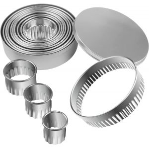 Lot De 12 Mini Emporte-Pièces Ronds Cannelés En Acier Inoxydable, Pour Pâtisserie, Beignet, Fondant, Mousse, Pâtisserie, Gâteau Diy - Neuf