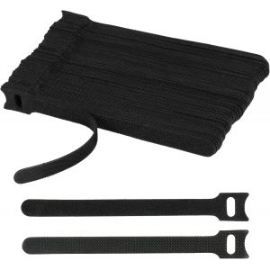 Checarzhn--No1-Lot De 100 Attaches-Câbles Réutilisables, Noires, Auto-Adhésives Et Extra-Résistantes Pour Une Gestion Optimale Des Câbles, Colliers De Câblage Ajustable Et Refermable - Neuf