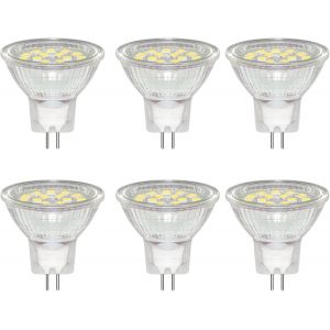 Lot De 6 Ampoule Gu4 Led 3w Spot, Blanc Chaud 3000k, Équivalent 20w 30w Lampe Halogène, 300lm, Ac/Dc 12v-24v, 120° Faisceaux, Non-Dimmable, Avec Verre De Protection Transparent - Neuf