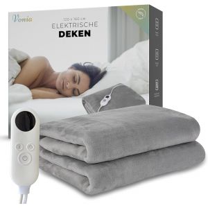 Couverture Chauffante, Couverture &Eacute;lectrique, Plaid Chauffant, Arr&ecirc;t Automatique, 120 W, 6 Niveaux de Chaleur, Minuterie, pour 1 Personne, Lavable, 160 x 120 cm, (Gris) - Neuf