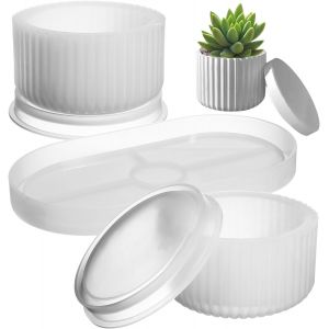 1 Lot De Moules En Verre En Silicone - Moule En R&eacute;sine &Eacute;poxy - Cactus - Pot &Agrave; Plantes Succulentes Et Plateau - Kit De Moulage En R&eacute;sine - Moule De Rangement Pour Bijoux - Artisanat - Neuf