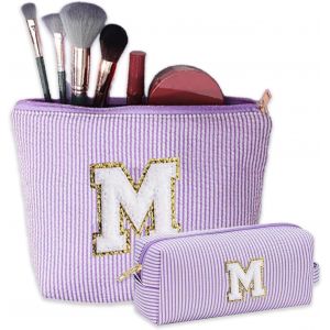 2 Pack Trousse Maquillage Femme, Trousse à Maquillage, Sac à Cosmétiques, Sac de Maquillage de Voyage, Trousse de Toilette Femme, Sac de Cosmétique à Glissière Portable, Cadeau Personnalisé - Neuf