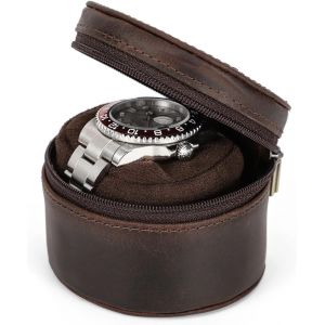 Eryi-Boîtier De Montre Cylindrique En Cuir Pour Montres Mécaniques - Boîte De Rangement Portable Pour Homme - Neuf