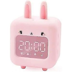 Réveil lapin mignon,enfants doux lapin se réveillent lumière,réveil,veilleuse pour chambre de fille,horloge d'entraîneur de sommeil,cadeau d'anniversaire (rose)-eyzi - Neuf