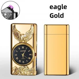 (Rose) Briquet Électrique Usb À 2025led, Dragon En Relief Et Montre, Affichage De Puissance Sans Flamme Au Plasma, Briquet À Double Arc, Cadeau Créatif Pour Hommes - Neuf