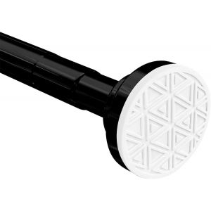 TIANYI-Barre t&eacute;lescopique Tringle de Rideau de Douche sans per&ccedil;age en Acier Inoxydable Tringle Extensible par Rotation (Noir, 50-130cm) - Neuf