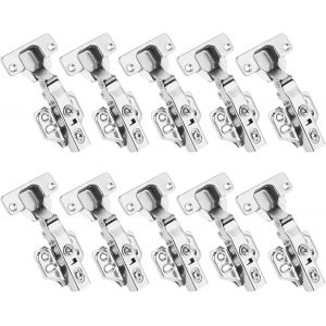 Charni&egrave;re Porte Placard et Cuisine (10 Unit&eacute;s) - Rentrant Charni&egrave;re Porte Placard - 105 Degr&eacute; Compl&egrave;tement Recouvrante Charnieres avec Amortisseur 35MM pour Cuisine,Meuble et Armoire Universelle - Neuf