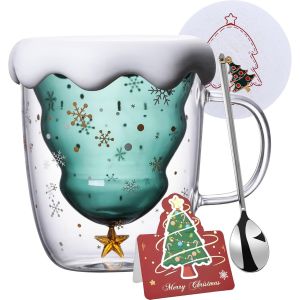 Eryi-Tasse De Noël Verres À Double Paroi Noël Tasse Personnalisée Aesthetic Ami Tasses De Noël Verres À Thé Verres À Boire Ami Cadeaux De Noël Amusants Pour Les Femmes Filles Hommes - Neuf